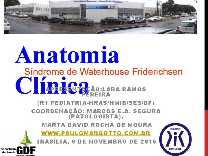 Sessão de Anatomia Clínica Síndrome de Waterhouse Friderichsen APRESENTAÇÃO: LARA RAMOS PEREIRA (R 1