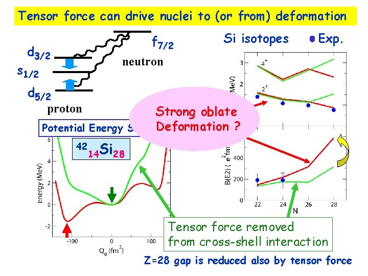 Tensor force can drive nuclei to (or from) deformation f 7/2 d 3/2 Si