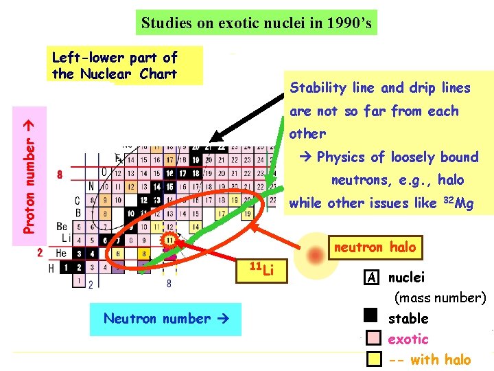 Studies on exotic nuclei in 1990’s Left-lower part of the Nuclear Chart proton halo