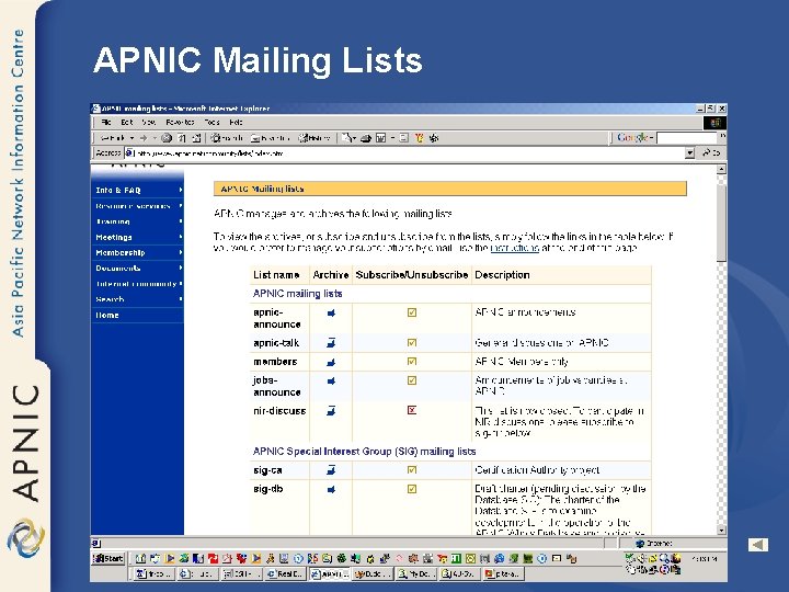 APNIC Mailing Lists 