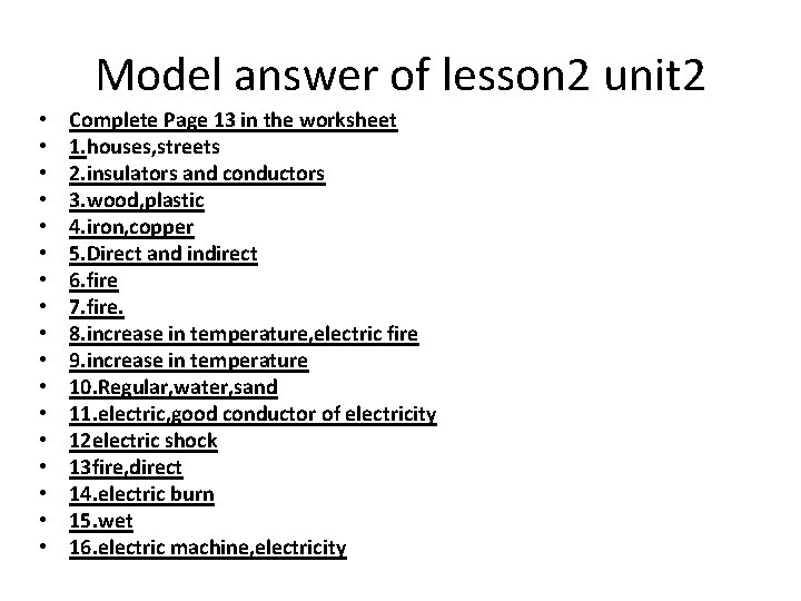 Model answer of lesson 2 unit 2 • • • • • Complete Page Model answer of lesson 2 unit 2 • • • • • Complete Page