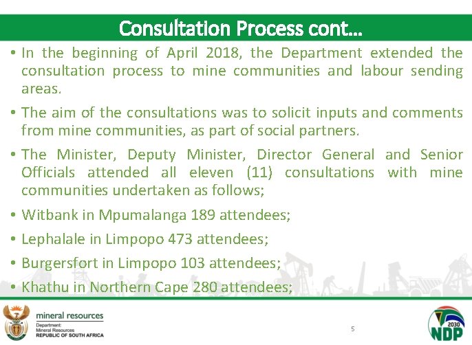 Consultation Process cont… • In the beginning of April 2018, the Department extended the