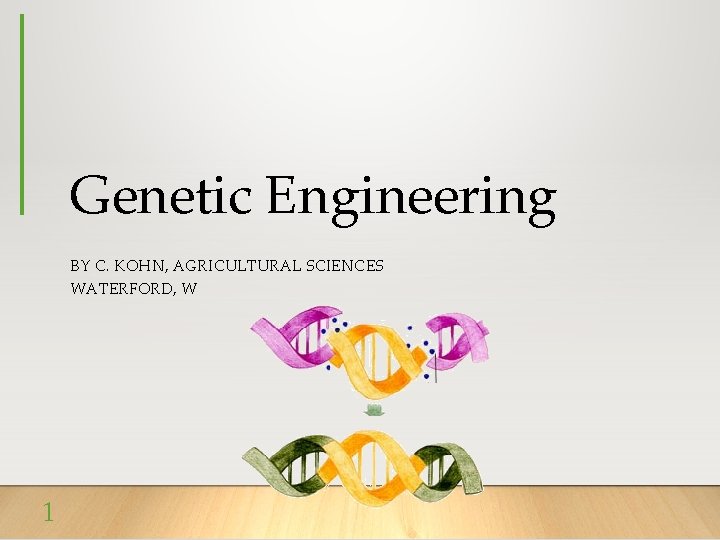 Genetic Engineering BY C. KOHN, AGRICULTURAL SCIENCES WATERFORD, W 1 