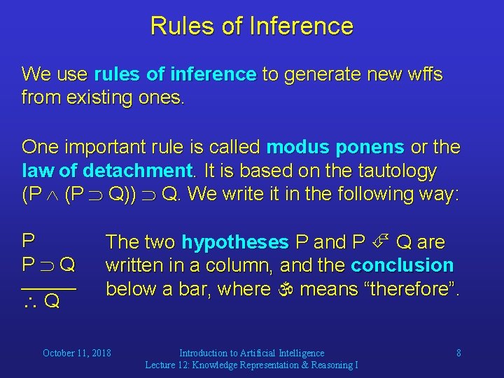 Back to Serious Topics Knowledge Representation and Reasoning