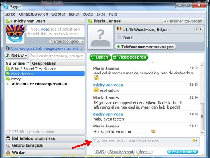 11/01/2011 SNVL/MVV - Telefoneren met Skype (versie 5. 1) 35 