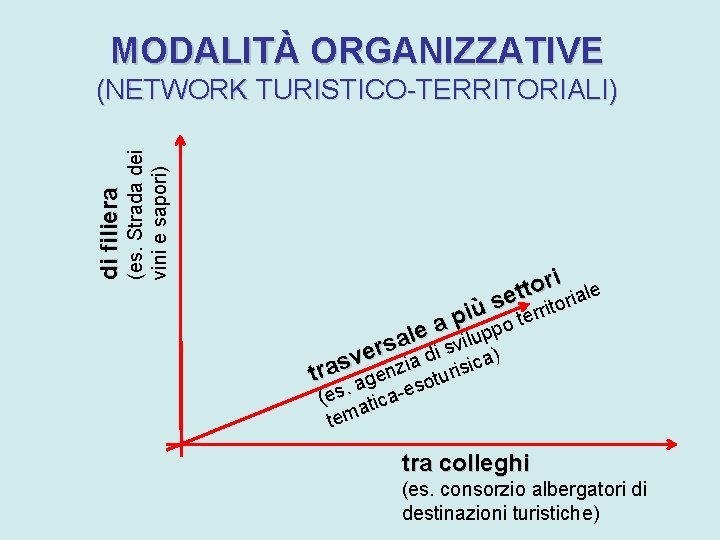 MODALITÀ ORGANIZZATIVE (es. Strada dei vini e sapori) di filiera (NETWORK TURISTICO-TERRITORIALI) i r