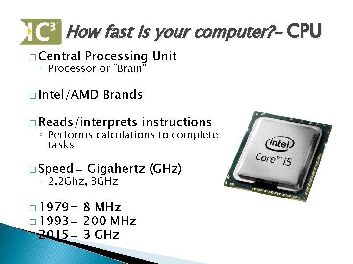 Computing Fundamentals Unit 2 Computer Hardware Objectives Identify