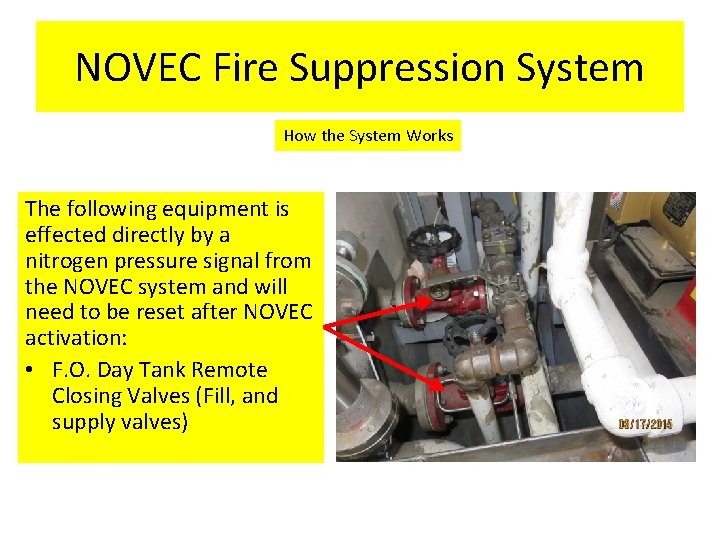 NOVEC Fire Suppression System How the System Works The following equipment is effected directly