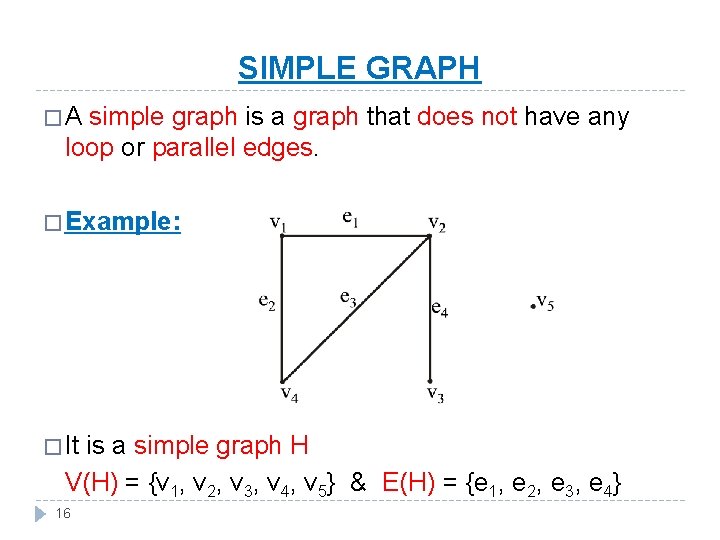 SIMPLE GRAPH �A simple graph is a graph that does not have any loop