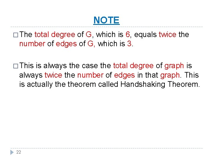 NOTE � The total degree of G, which is 6, equals twice the number