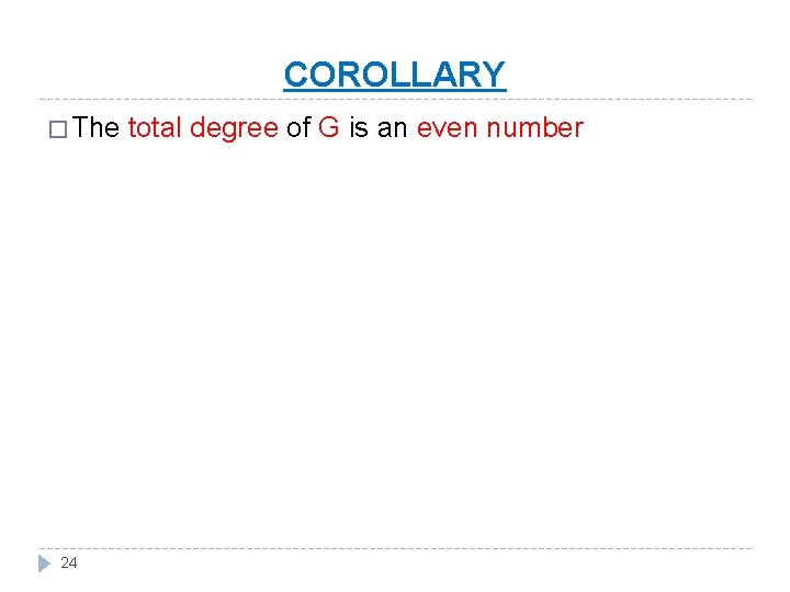 COROLLARY � The 24 total degree of G is an even number 