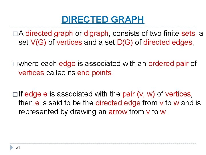 DIRECTED GRAPH �A directed graph or digraph, consists of two finite sets: a set