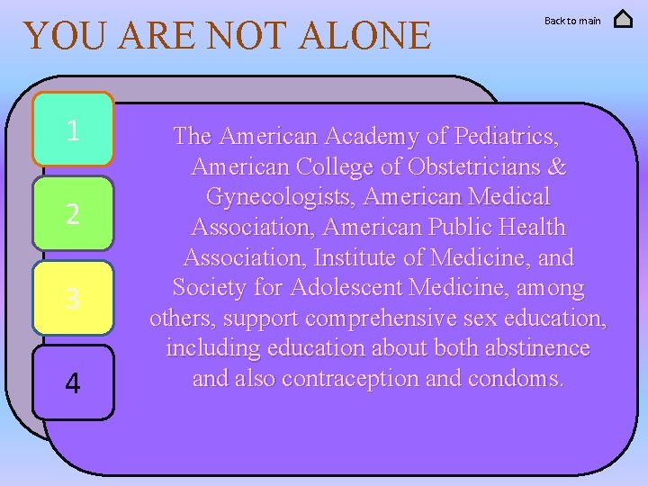 YOU ARE NOT ALONE 1 2 3 4 Back to main The American Academy