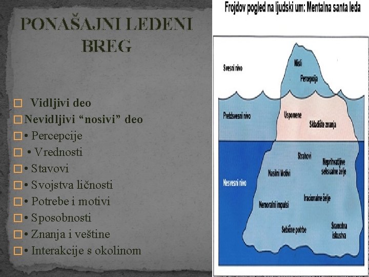 PONAŠAJNI LEDENI BREG � Vidljivi deo � Nevidljivi “nosivi” deo � • Percepcije �