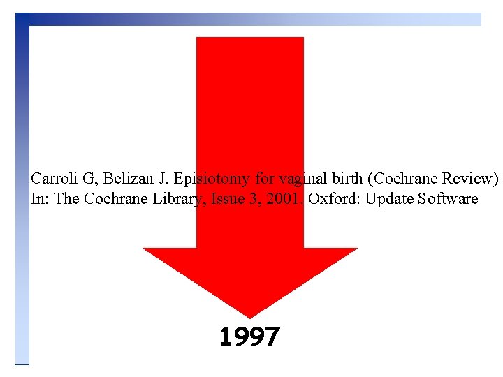 Carroli G, Belizan J. Episiotomy for vaginal birth (Cochrane Review) In: The Cochrane Library,