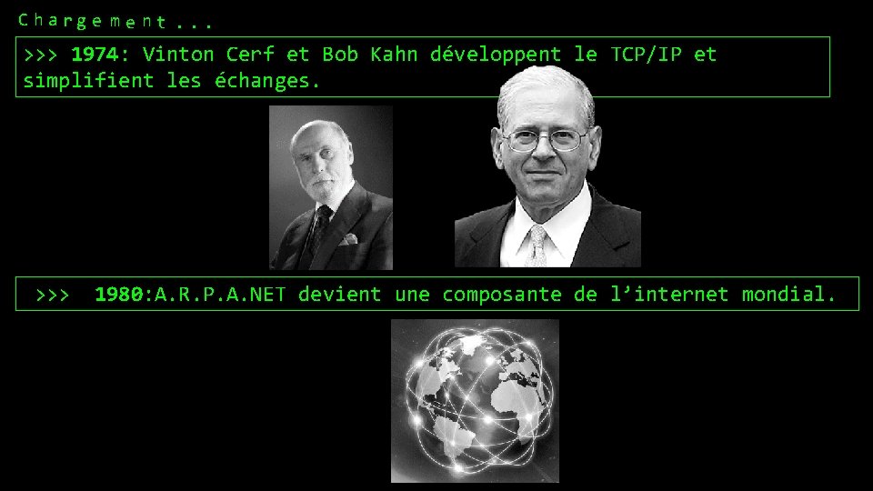 C harg e me nt. . . >>> 1974: Vinton Cerf et Bob Kahn
