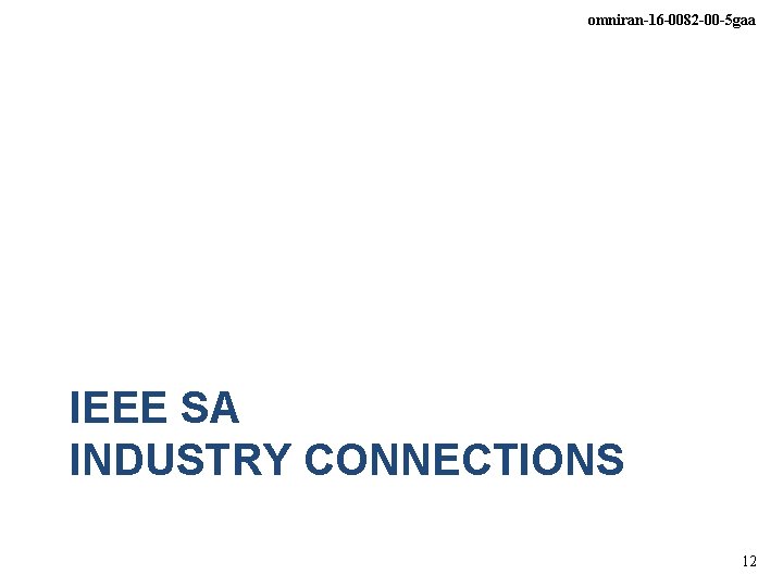 omniran-16 -0082 -00 -5 gaa IEEE SA INDUSTRY CONNECTIONS 12 