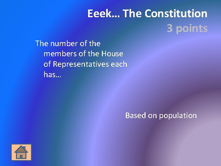 Eeek… The Constitution 3 points The number of the members of the House of