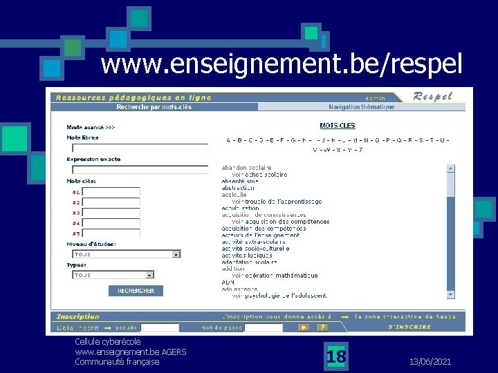www. enseignement. be/respel Cellule cyberécole www. enseignement. be AGERS Communauté française 18 13/06/2021 