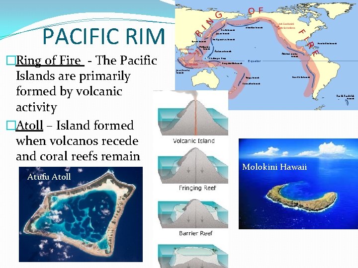 PACIFIC RIM �Ring of Fire - The Pacific Islands are primarily formed by volcanic
