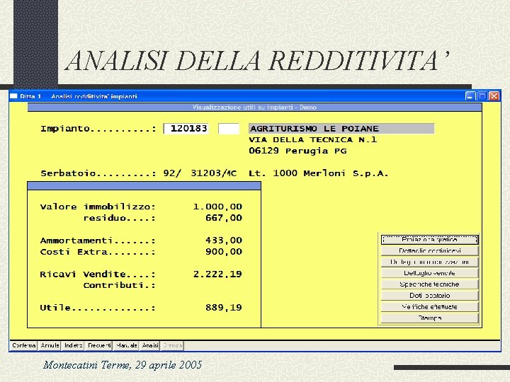 ANALISI DELLA REDDITIVITA’ Montecatini Terme, 29 aprile 2005 