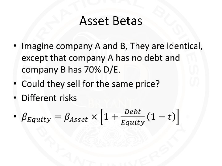 Asset Betas • 