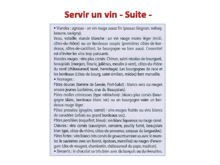 Servir un vin - Suite - 