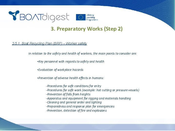 3. Preparatory Works (Step 2) 3. 5. 1. Boat Recycling Plan (BRP) – Worker