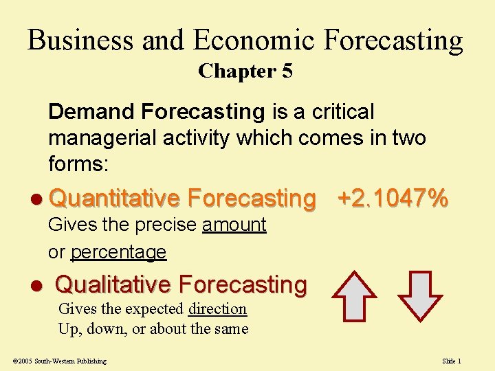 Business and Economic Forecasting Chapter 5 Demand Forecasting is a critical managerial activity which