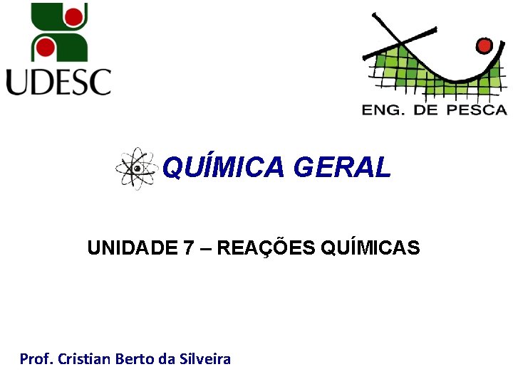 QUÍMICA GERAL UNIDADE 7 – REAÇÕES QUÍMICAS Prof. Cristian Berto da Silveira 