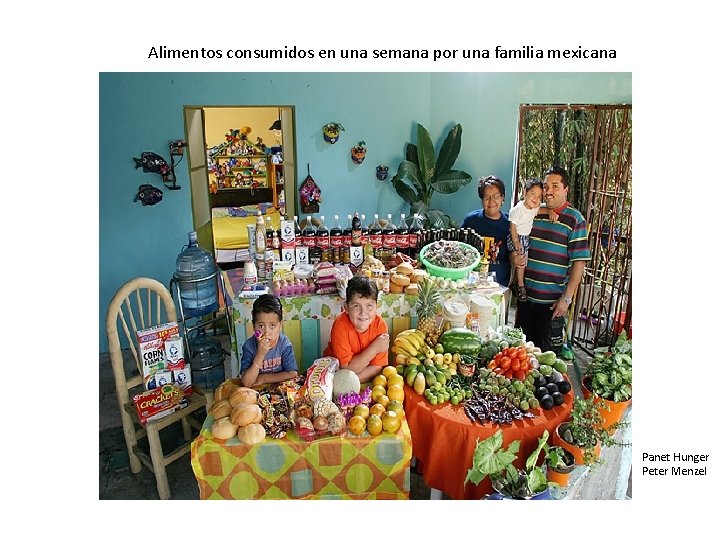 Alimentos consumidos en una semana por una familia mexicana Panet Hunger Peter Menzel 