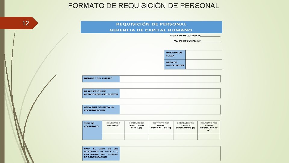 FORMATO DE REQUISICIÓN DE PERSONAL 12 
