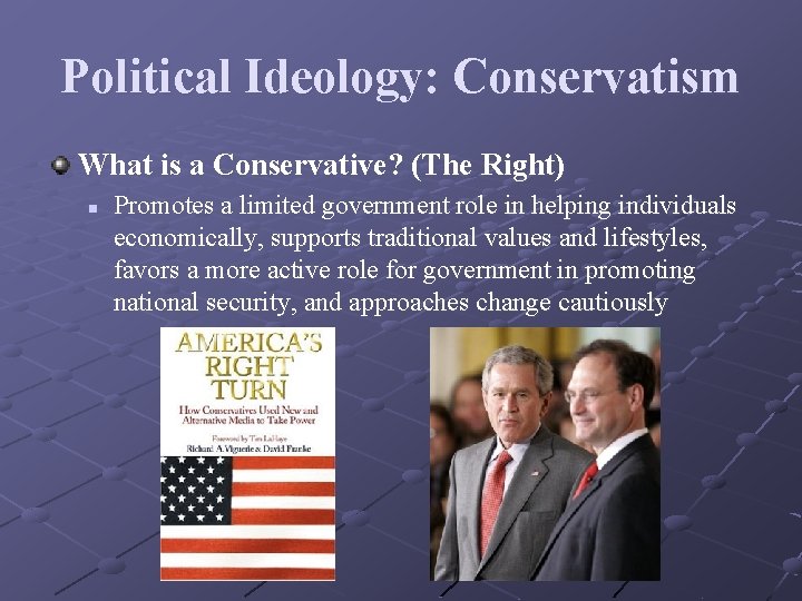 Political Ideology: Conservatism What is a Conservative? (The Right) n Promotes a limited government