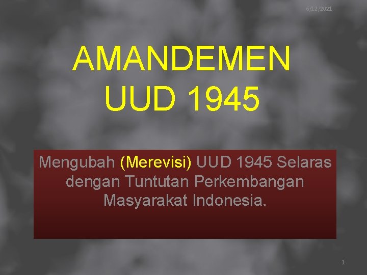 6/12/2021 AMANDEMEN UUD 1945 Mengubah (Merevisi) UUD 1945 Selaras dengan Tuntutan Perkembangan Masyarakat Indonesia.