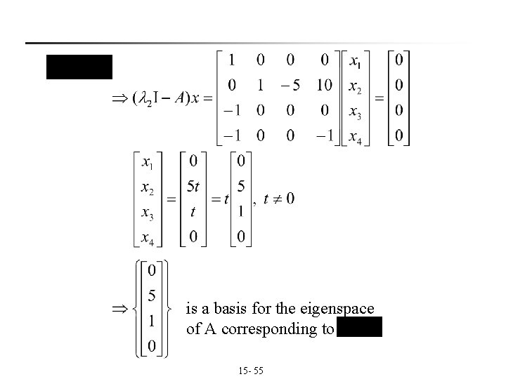 is a basis for the eigenspace of A corresponding to 15 - 55 is a basis for the eigenspace of A corresponding to 15 - 55
