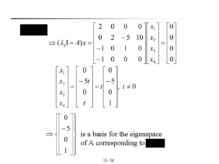 is a basis for the eigenspace of A corresponding to 15 - 56 is a basis for the eigenspace of A corresponding to 15 - 56