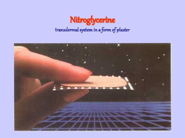 Nitroglycerine transdermal system in a form of plaster 