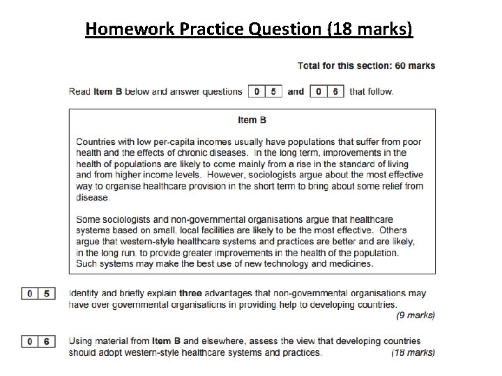 Homework Practice Question (18 marks) 
