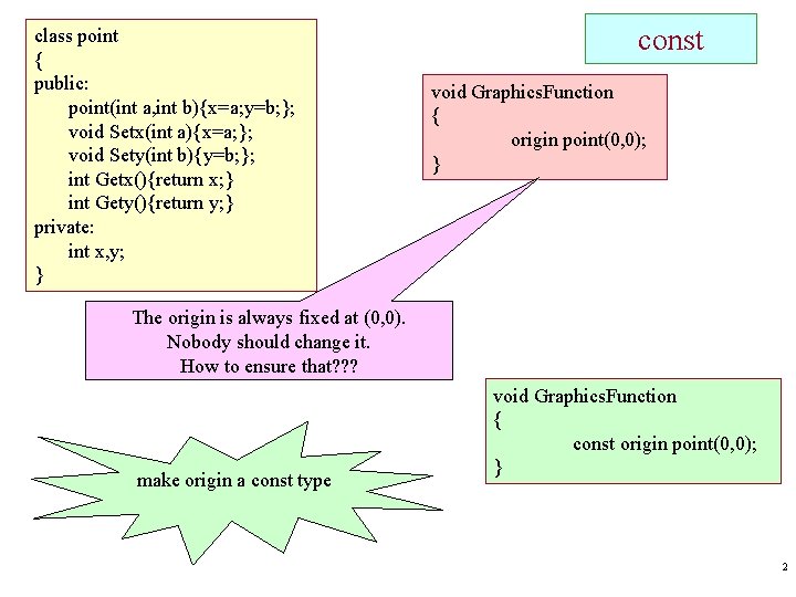 class point { public: point(int a, int b){x=a; y=b; }; void Setx(int a){x=a; };