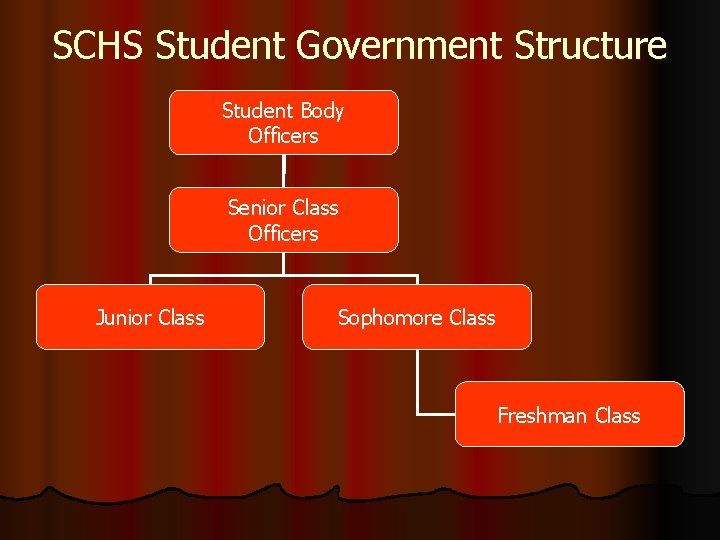SCHS Student Government Structure Student Body Officers Senior Class Officers Junior Class Sophomore Class