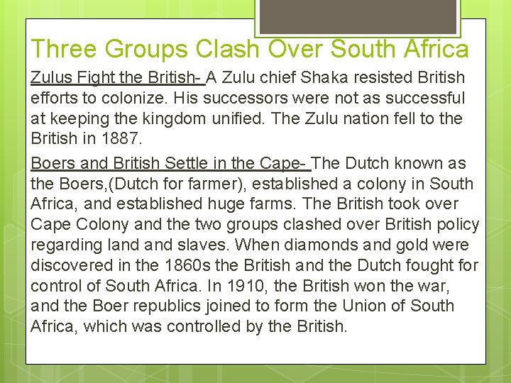 Three Groups Clash Over South Africa Zulus Fight the British- A Zulu chief Shaka