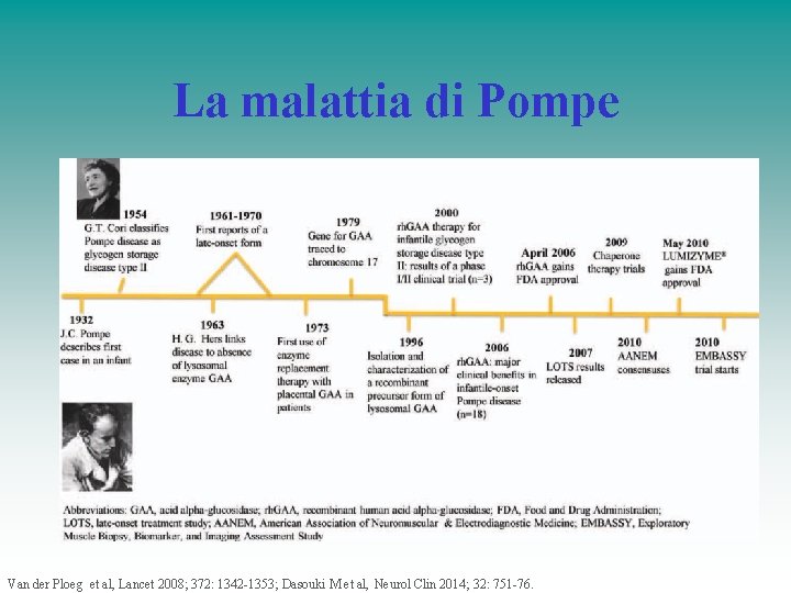 La malattia di Pompe Van der Ploeg et al, Lancet 2008; 372: 1342 -1353;