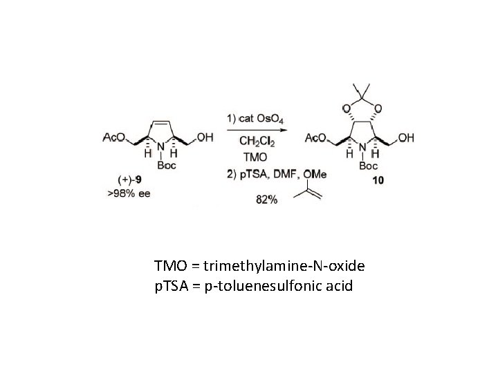 TMO = trimethylamine-N-oxide p. TSA = p-toluenesulfonic acid 