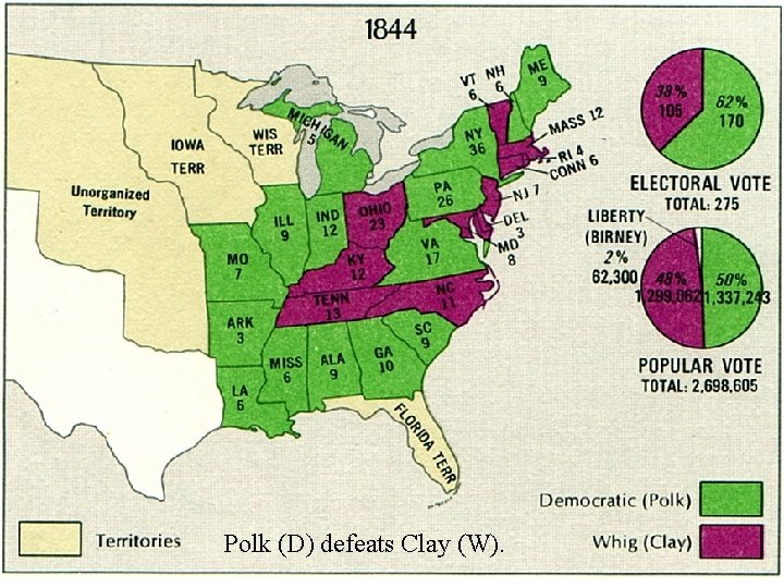 Polk (D) defeats Clay (W). 