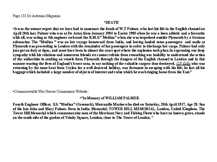 Page 135 De Astonian Magazine “DEATH • It was the utmost regret that we