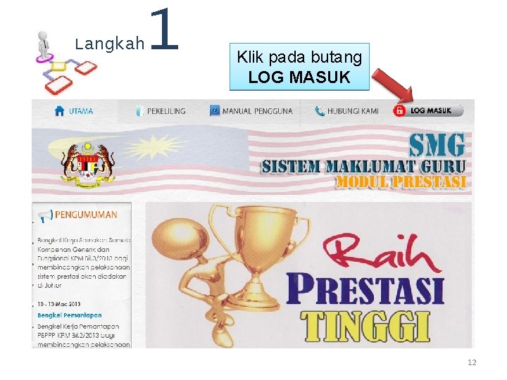 Langkah 1 Klik pada butang LOG MASUK 12 