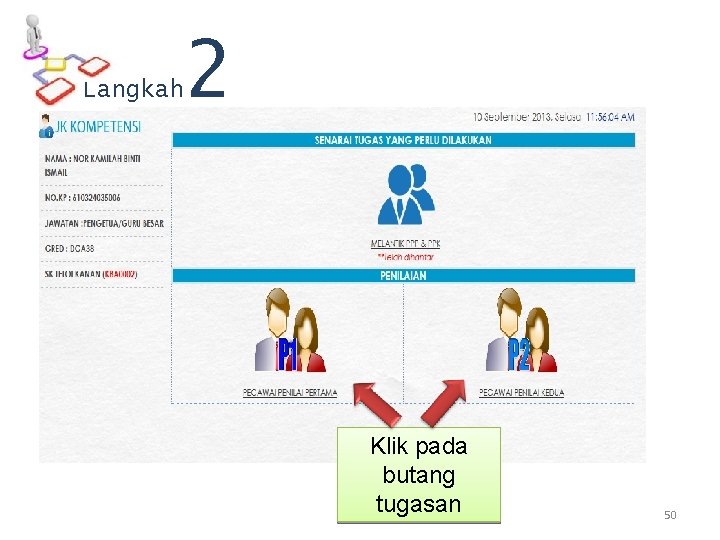 Langkah 2 Klik pada butang tugasan 50 