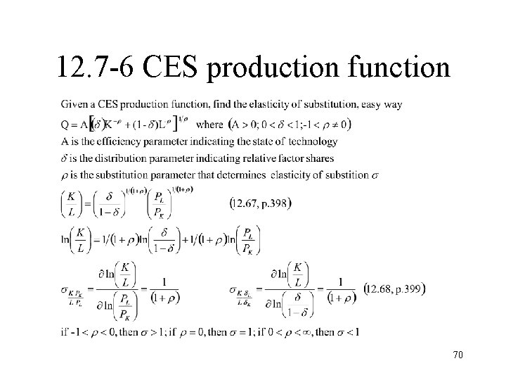 12. 7 -6 CES production function 70 