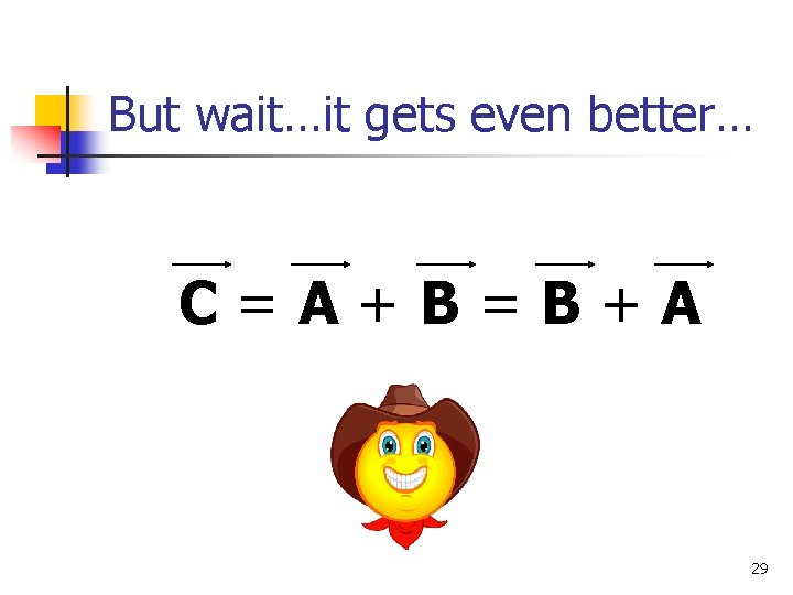 But wait…it gets even better… C=A+B=B+A 29 