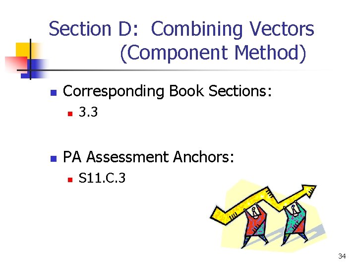 Section D: Combining Vectors (Component Method) n Corresponding Book Sections: n n 3. 3
